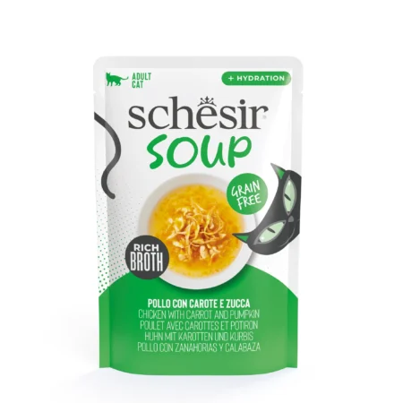 Schesir Cat Wet Food -Chicken with pumpkin soup for Adult Cats
