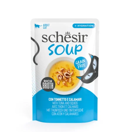 Schesir Cat Wet Food -Tuna and squid soup for Adult Cats