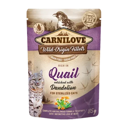 Carnilove Cat Wet Food -Rich in Quail Enriched with Dandelion Cat Food 85g