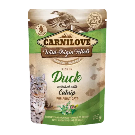 Carnilove Cat Wet Food -Rich in Duck Enriched with Catnip Adult Cat Food 85g