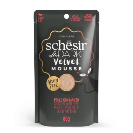 Schesir Cat Wet Food -Chicken with Beef in mousse for Adult Cats 80g