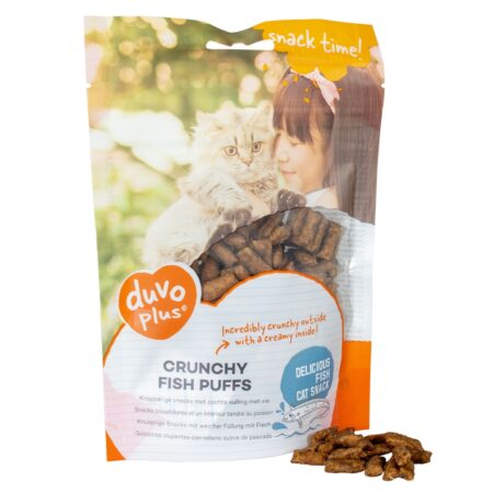 Duvo Plus Cat Treats -Crunchy Fish Puffs for Cats 50g