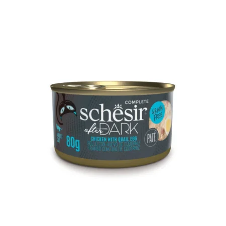 Schesir Cat Wet Food -Chicken with Quail Egg in Can for Adult Cats 80g