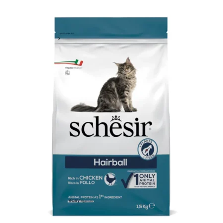 Schesir Cat Dry Food -Hairball Rich in Chicken for Adult Cats 1.5kg