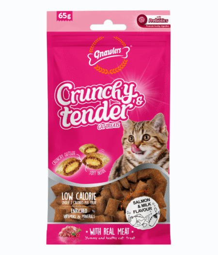 Gnawlers Cat Treats -Crunchy & Tender Cat Treats Salmon & Milk Flavour 65g