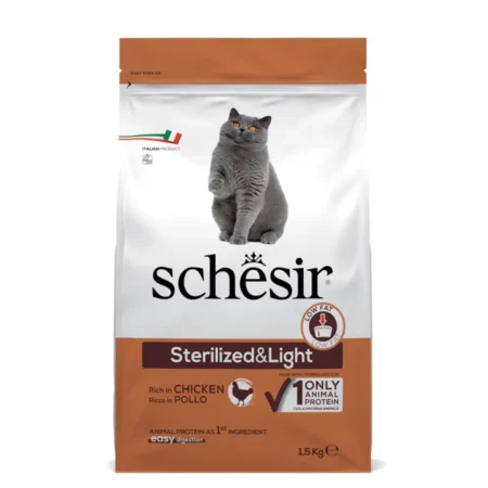 Schesir Cat Dry Food -Sterilized & Light Rich in Chicken for Adult Cats 1.5kg
