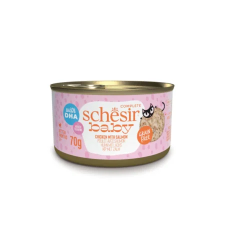 Schesir Cat Wet Food -Chicken with Salmon in Can for Kittens 70g