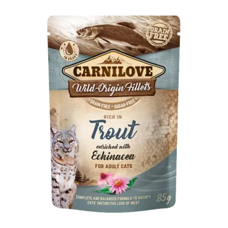 Carnilove Cat Wet Food -Rich in Trout Enriched with Echinacea Adult Cat Food 85g