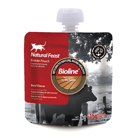 Bioline Cat Wet Food -Natural Feast Entree Pouch Beef Flavor 85g+15g