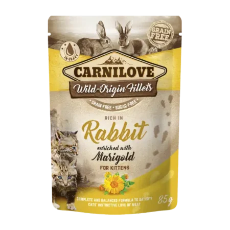 Carnilove Cat Wet Food -Rich in Rabbit Enriched with Marigold Kittens Food 85g