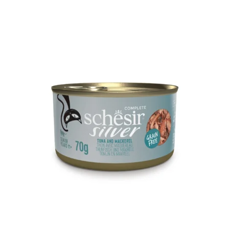 Schesir Cat Wet Food -Tuna and Mackerel in Can for Senior Cats 70g