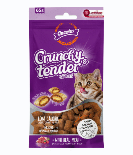 Gnawlers Cat Treats -Crunchy & Tender Cat Treats Salmon Flavour 65g