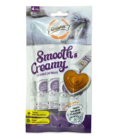 Gnawlers Cat Treats -Smooth & Creamy Lickable Cat Treats Salmon Flavour (4pcsx15g)