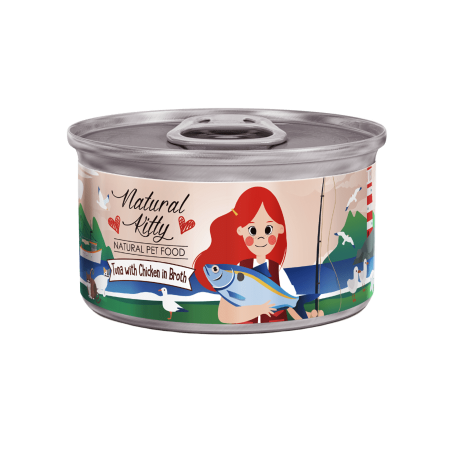 Natural Kitty -Tuna with Chicken in Broth for Adult Cats & Kittens 80g