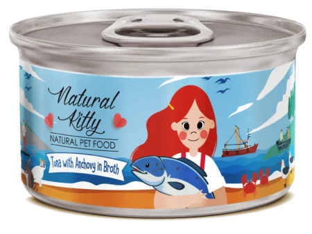 Natural Kitty -Tuna with Anchovy in Broth for Adult Cats & Kittens 80g