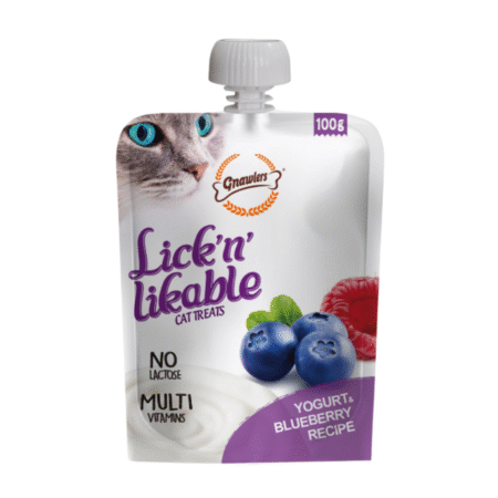 Gnawlers Cat Treats -Lickable Cat Treat Yogurt & Blueberry 100g