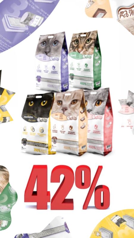 Mr Cat - 5 Packs of Cat Litter x 5 LTR each (Carbon, Powder, Lavender, Vanilla & Unscented